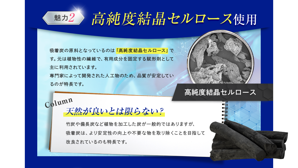 高純度結晶セルロース使用